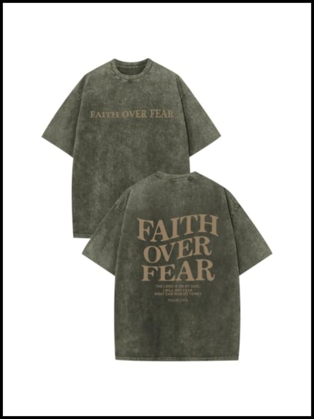 Faith Over Fear Graphic T-Shirt Men's Crew Neck Short Sleeve Cotton
